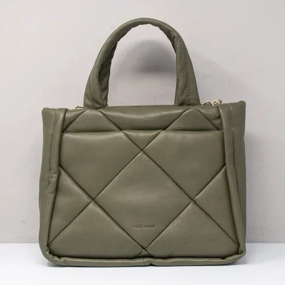 Cole Haan Grand Series Quilted Tote Bag Tea Leaf Green Leather - Picture 6 of 11